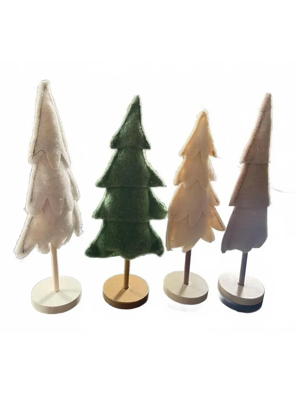 Set of 4 Felt Christmas Tree Decorations on Wooden Stands from Target